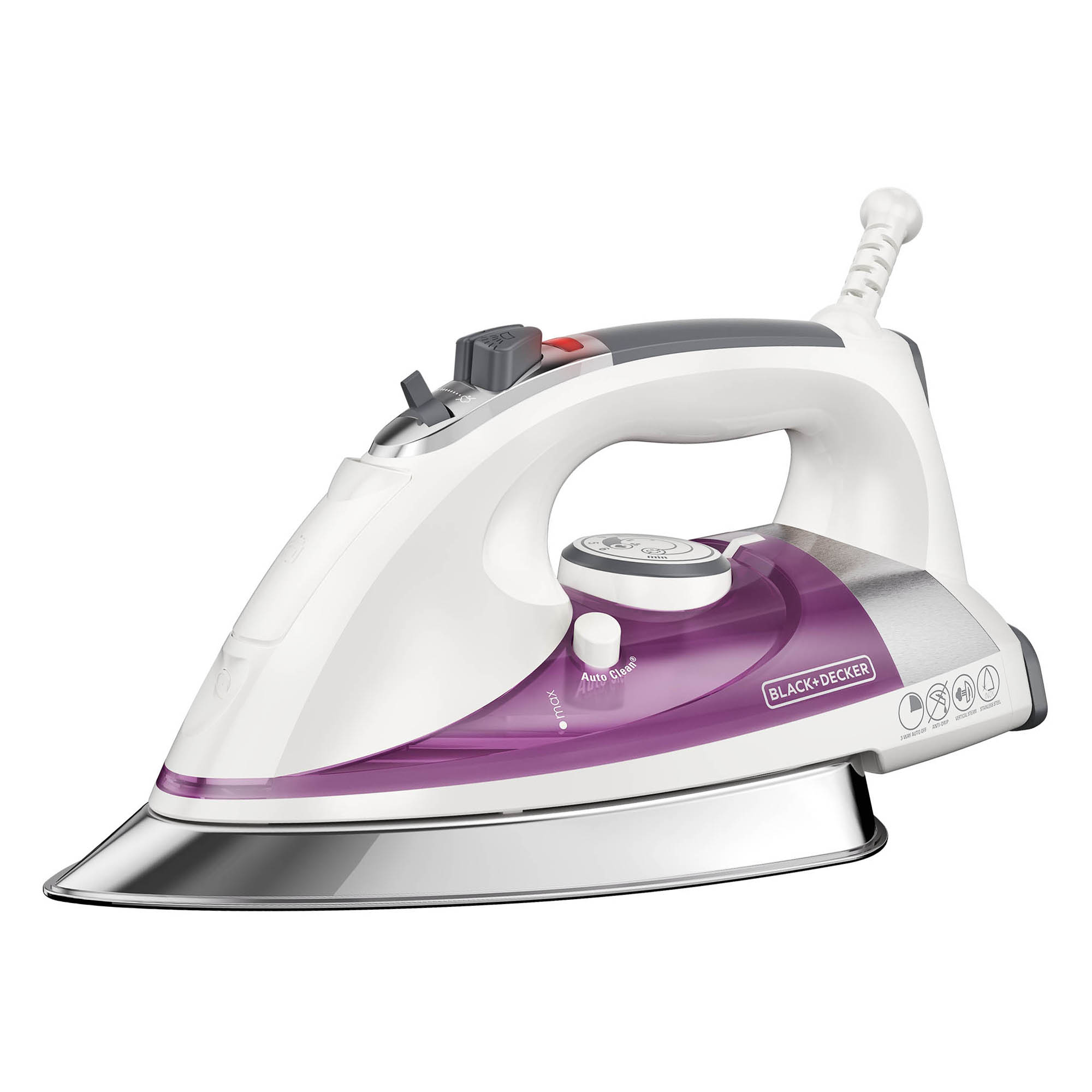 IR1350S-T Professional Steam Iron with Stainless Steel Soleplate, Purple